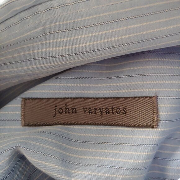 John Varvatos Blue Stripe Business Office Button Shirt 42 Italy - Picture 8 of 10